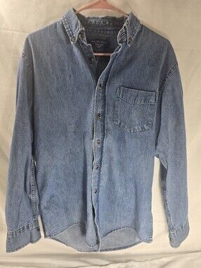 Vintage Puritan Denim Button Up Shirt Mens Blue Long Sleeve Casual Workwear